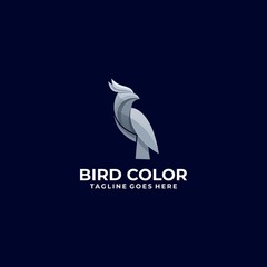 Vector Logo Illustration Bird Gradient Colorful Style.
