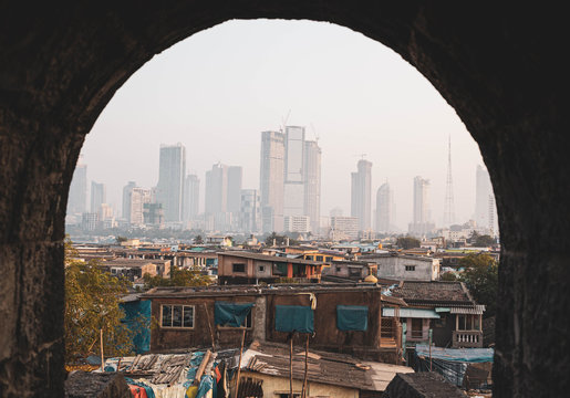 Contrast Between Poverty And Wealth In Mumbai, India