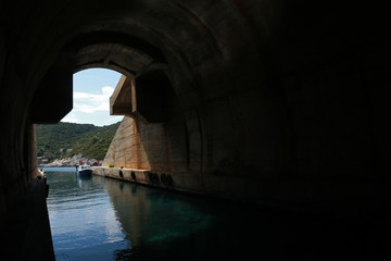 Secret submarine base on Vis island, Croatia