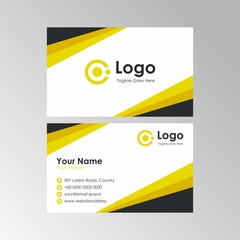 Simple abstract geometric Yellow business card design, professional name card template vector