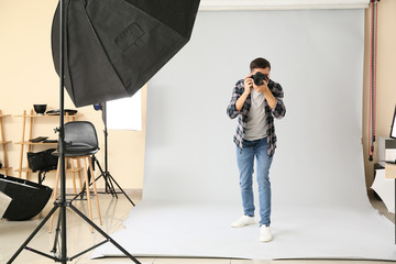 Professional photographer working in studio