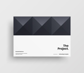 Creative business presentation vector A4 horizontal orientation front page mock up. Modern corporate report cover abstract geometric illustration design layout. Company identity brochure template.