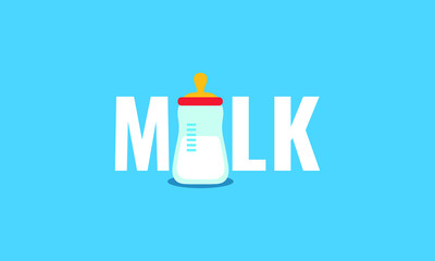 Baby Milk Bottle Typography Design
