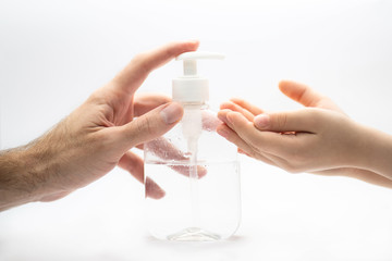covid-19 prevention applying hand sanitizer health protection for coronavirus pandemic