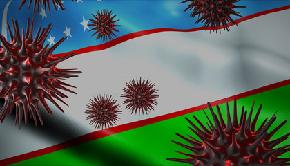 Corona Virus Outbreak with Uzbekistan Flag Coronavirus Concept