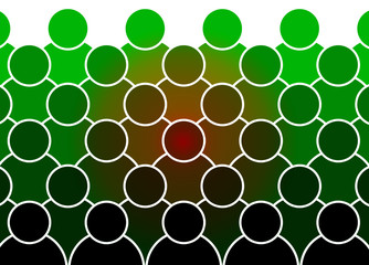 The spread of coronavirus infection in a crowded place. One person can infect hundreds.