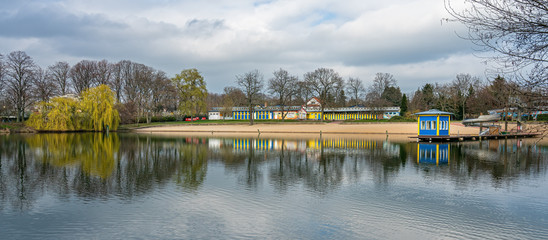 Fototapeta premium Orankesee lido in Berlin Niederschönhausen, Germany