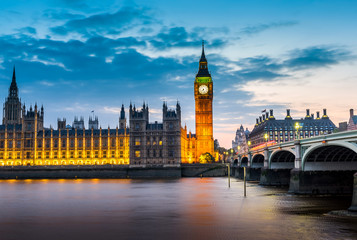 Westminster abbey and big ben at night, London, UK