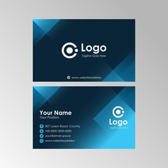 Abstract futuristic or technology blue geometric gradient business card design, professional name card template vector