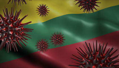 Corona Virus Outbreak with Lithuania Flag Coronavirus Concept
