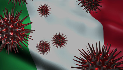 Corona Virus Outbreak with Italy Flag Coronavirus Concept