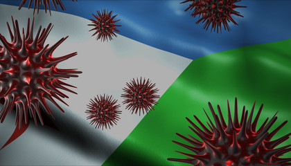 Corona Virus Outbreak with Djibouti Flag Coronavirus Concept