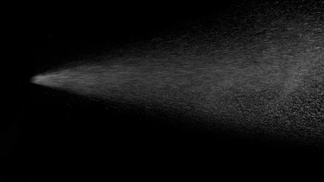 Super Slow Motion Shot of Spray Stream Isolated on Black Background at 1000 fps.