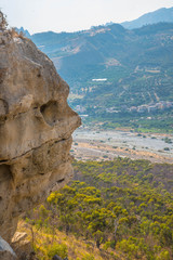 Fototapeta na wymiar in the aspromonte national park an ancient natural stone sculpture called: stone face Calabria Italy