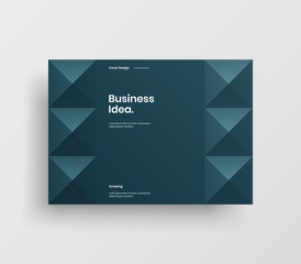 Creative business presentation vector A4 horizontal orientation front page mock up. Modern corporate report cover abstract geometric illustration design layout. Company identity brochure template.