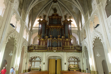 Mahon / Spain 28.09.2015.Internal Organ of the Church of Santa María, Mahón