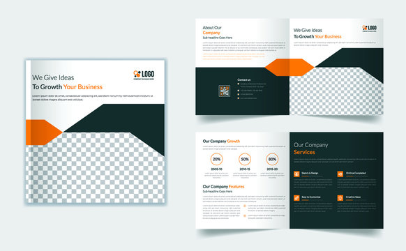 Square bi fold brochure template