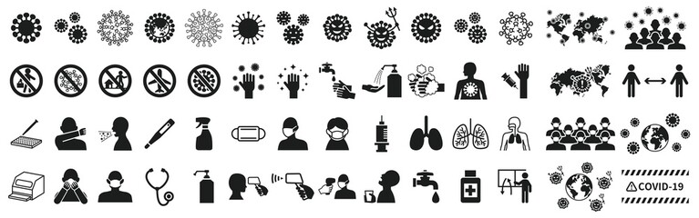 Icon set related to the new virus - obrazy, fototapety, plakaty