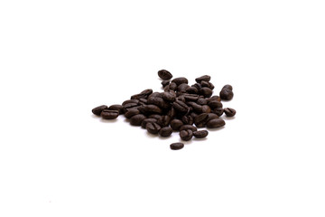 Group of coffee bean on white background. Good beverage for heart.