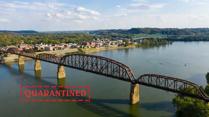 Obraz premium Aerial View Over the Ohio River near Point Pleasant West Virginia USa