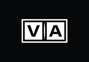 Modern Visual Arts Logo Featuring VA Letters Boldly Displayed with a Sleek Aesthetic Design