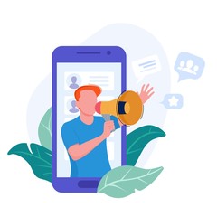 Friend referral program concept. Marketing network business vector illustration.