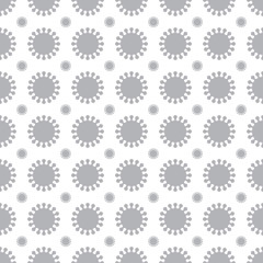 Gray Coronavirus shapes seamless pattern on white background. Virus cells vector pattern background illustration.