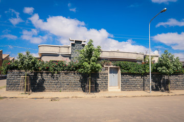 Fototapeta na wymiar Asmara, Eritrea - November 01, 2019: Rich Houses Defence in the African Capital