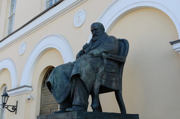 Monument to the writer Alexander Ostrovsky in Moscow on Theater square in front of the Maly theater