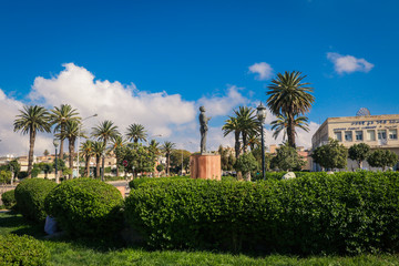 Asmara, Eritrea - November 01, 2019:  Statue of Russian Writer Alexander Pushkin in the Central Square