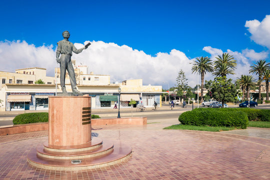 Asmara, Eritrea - November 01, 2019:  Statue of Russian Writer Alexander Pushkin in the Central Square