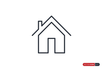 House Icon Line isolated on White Background. Flat Vector Icon Design Template Element.