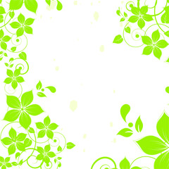 background with green leaves and flowers