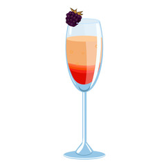 Kir Royal cocktail isolate on a white background. Vector graphics.