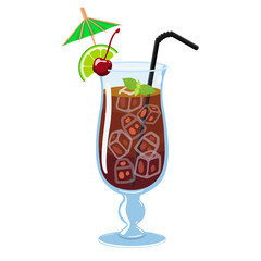 Long island ice tea isolate on a white background. Vector graphics.