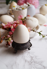Easter eggs with spring flowers  