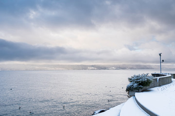 Lac Léman en hiver depuis Vevey