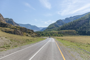 road to Altai Mountains, Altai region, Siberia, Russia.