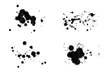 Black ink vector drops and splat background