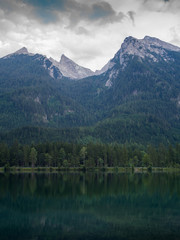Fototapeta na wymiar Lanscape Hintersee, mountain lake, Bavaria, Germany