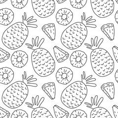 Fruit hand drawn vector pattern. pineapple
