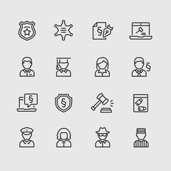 Vector justice and legal icon set