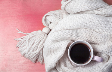  Cup of coffee wrapped in a scarf