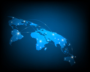 World map. Global social network and financial business illustration