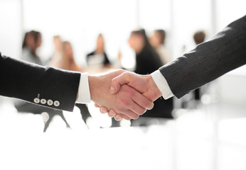 close up. business handshake on an office background.