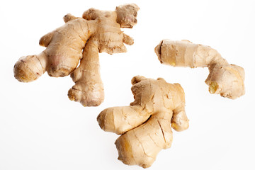 Studio shot of ginger isolated on white background. Healthcare and alternative medicine 