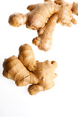 Studio shot of ginger isolated on white background. Healthcare and alternative medicine 