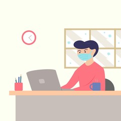 Work from home flat logo design vector illustration