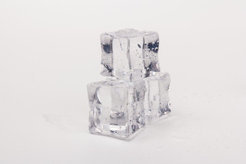 ice cubes in close-up on gray background