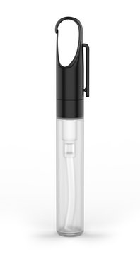 Blank Promotional Pen Pocket Hand Sanitizer Plastic Bottle For Branding, 3d Render Illustration.